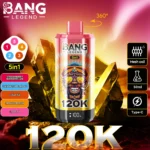 Bang Legend 120K – Eper Görögdinnye / Kantalupdinnye Alma / Kólafagylalt / Mangó Őszibarack / Love 66 ízű változat