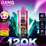 Bang Legend 120K – Epres-görögdinnye / Szőlőfagylalt / Vörös Mojito / Banánfagylalt / Citrom-lime ízű változat