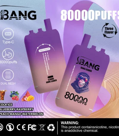 Bang Leader 80K – Kóla jég áfonya málna őszibarack mangó görögdinnye – képen látható változat