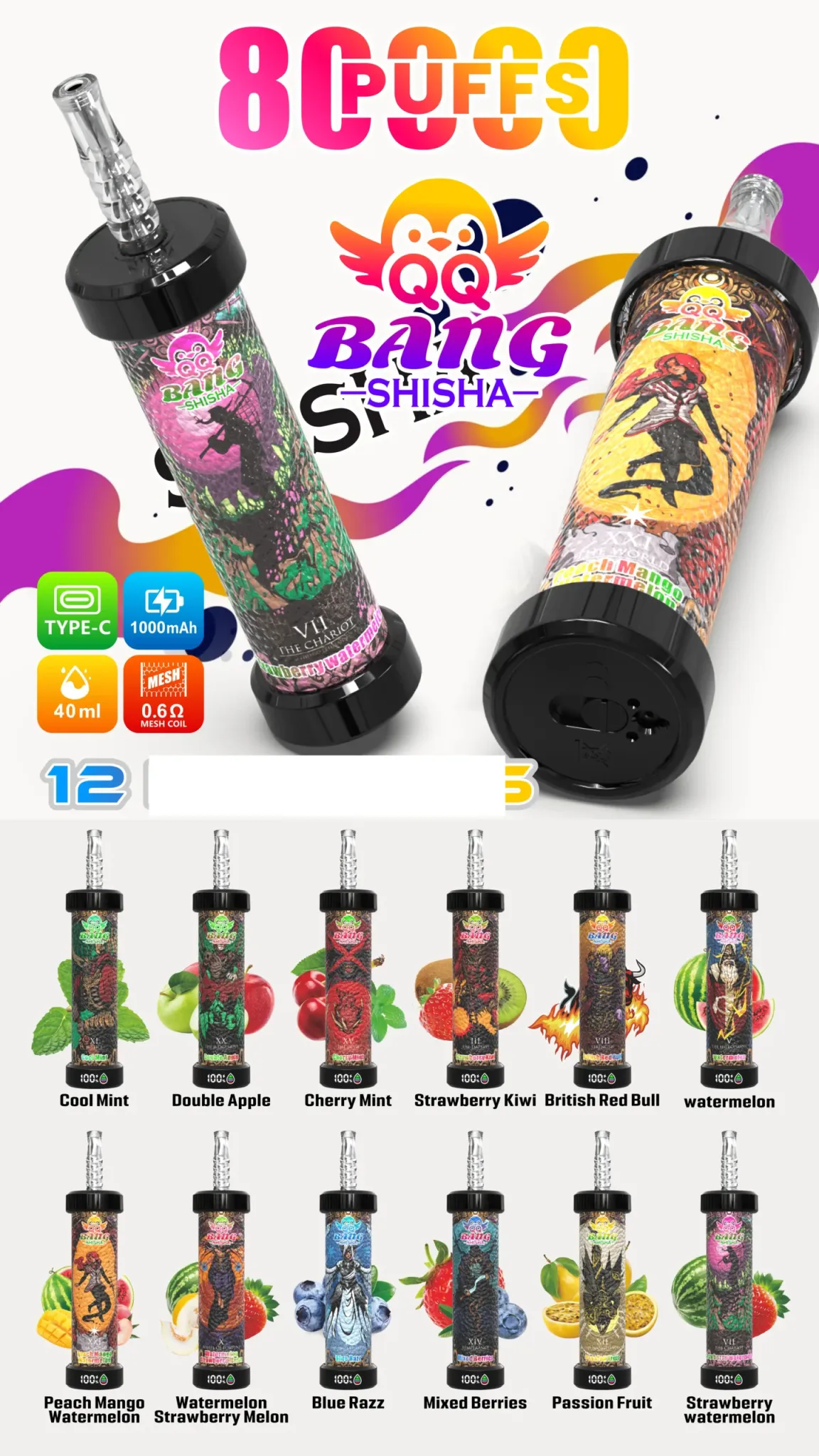 QQ Bang Blaze 80K shisha stílusú eldobható vape