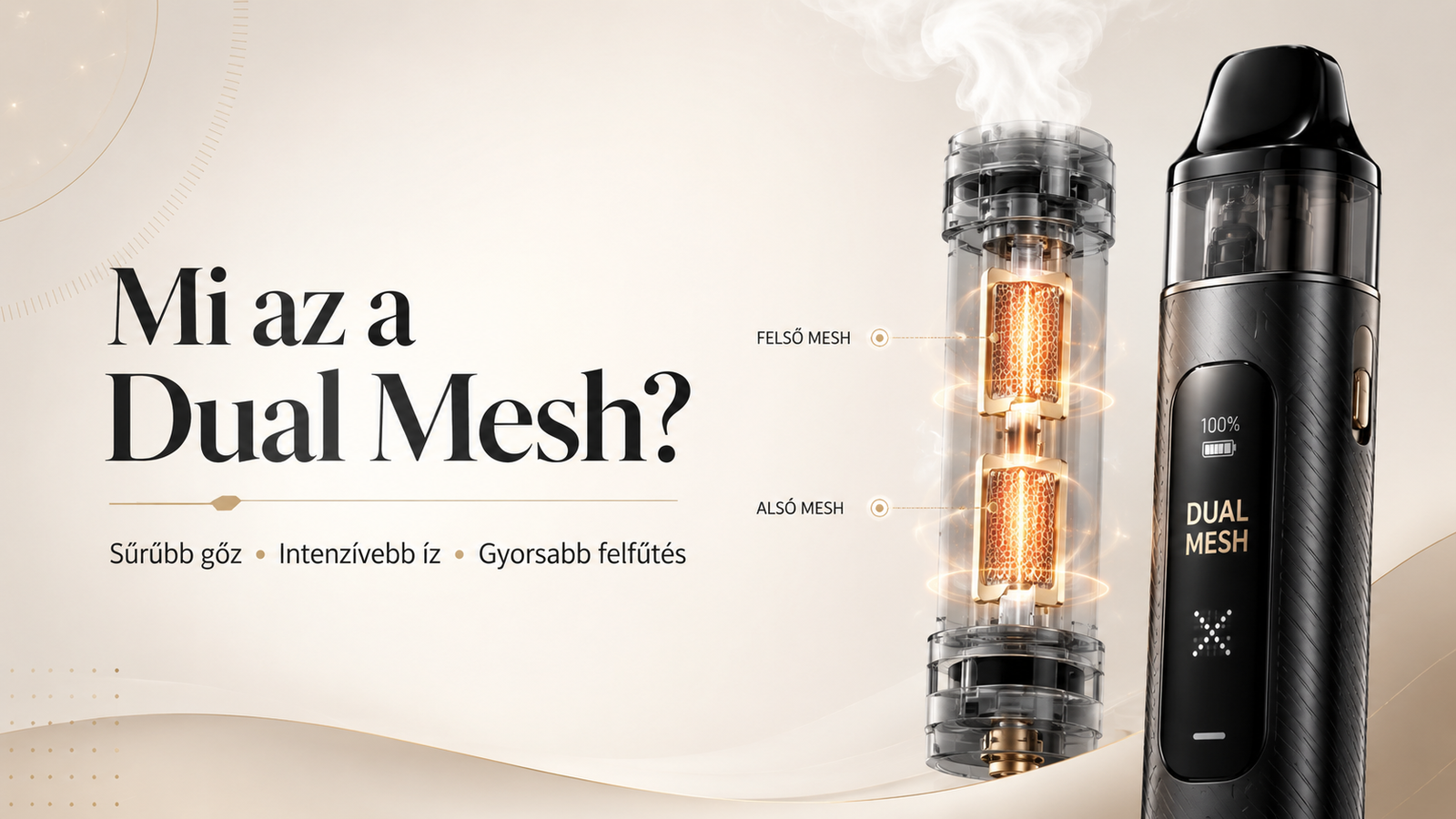 Dual Mesh vape felső és alsó mesh fűtőfelülettel